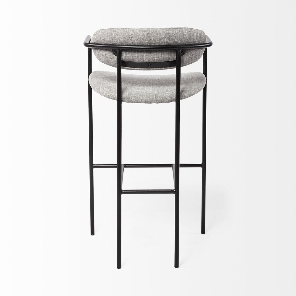 29" Gray and Black Fabric and Steel Bar Chair