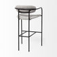 29" Gray and Black Fabric and Steel Bar Height Bar Chair