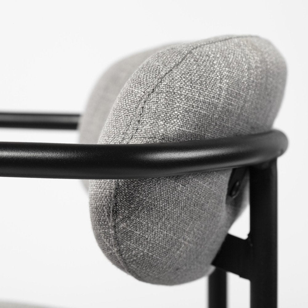 29" Gray and Black Fabric and Steel Bar Height Bar Chair