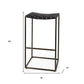 35" Brown and Black Leather and Iron Backless Counter Height Bar Chair