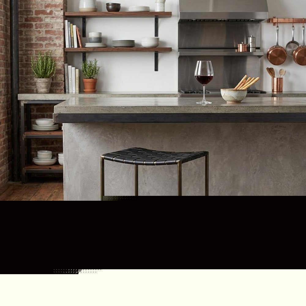 29" Bronze Leather and Metal Backless Bar Chair