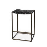 29" Bronze Leather and Metal Backless Bar Chair