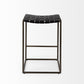 29" Bronze Leather and Metal Backless Bar Chair