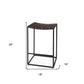 26" Brown And Black Leather And Iron Backless Counter Height Bar Chair