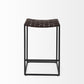 26" Brown And Black Leather And Iron Backless Counter Height Bar Chair
