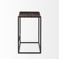 26" Brown And Black Leather And Iron Backless Counter Height Bar Chair