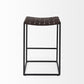 26" Brown And Black Leather And Iron Backless Counter Height Bar Chair