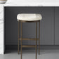 35" Gold Leather and Metal Backless Bar Chair