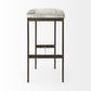 35" Gold Leather and Metal Backless Bar Chair