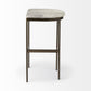 35" Gray and Gold Leather and Metal Backless Counter Height Bar Chair