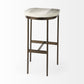 35" Gray and Gold Leather and Metal Backless Counter Height Bar Chair