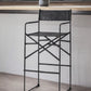 30" Black Leather And Metal Bar Height Bar Chair