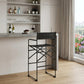 30" Black Leather And Metal Bar Height Bar Chair
