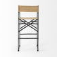 35" Brown And Black Leather And Iron Bar Chair