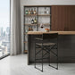 26" Brown And Black Leather And Metal Bar Chair