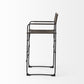 26" Brown And Black Leather And Metal Bar Chair