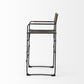 26" Brown And Black Leather And Metal Bar Chair