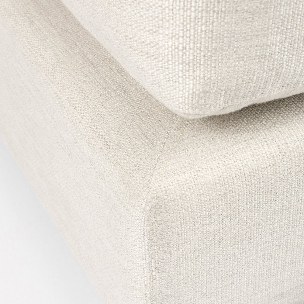 39" Beige Fabric and Brown Cocktail Ottoman