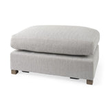 26" Light Gray Fabric and Brown Cocktail Ottoman