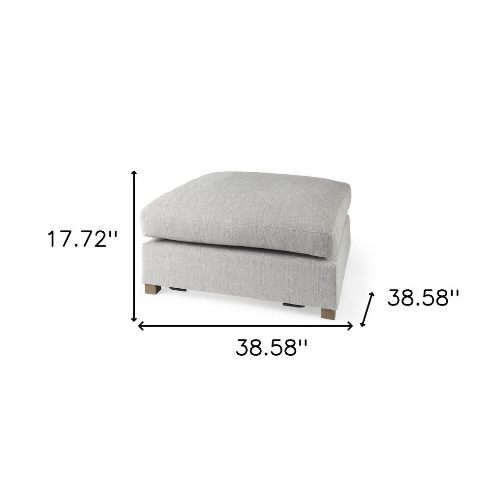 39" Light Gray Fabric and Brown Cocktail Ottoman