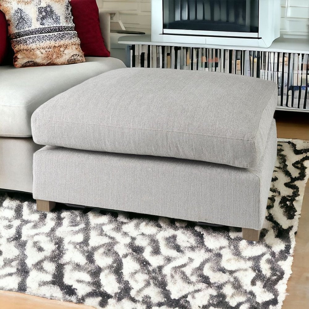 39" Light Gray Fabric and Brown Cocktail Ottoman