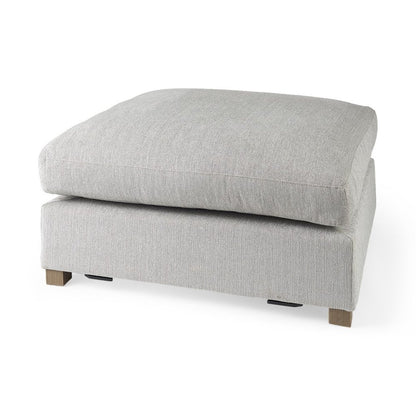 39" Light Gray Fabric and Brown Cocktail Ottoman
