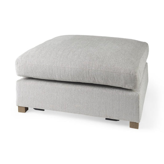 39" Light Gray Fabric and Brown Cocktail Ottoman