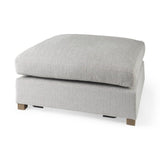 39" Light Gray Fabric and Brown Cocktail Ottoman