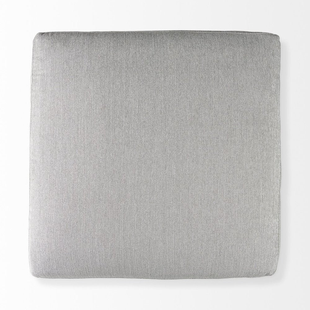 39" Light Gray Fabric and Brown Cocktail Ottoman