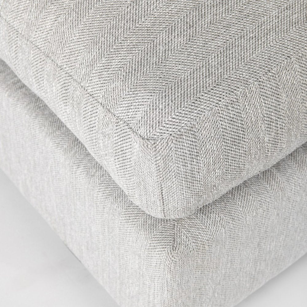 39" Light Gray Fabric and Brown Cocktail Ottoman