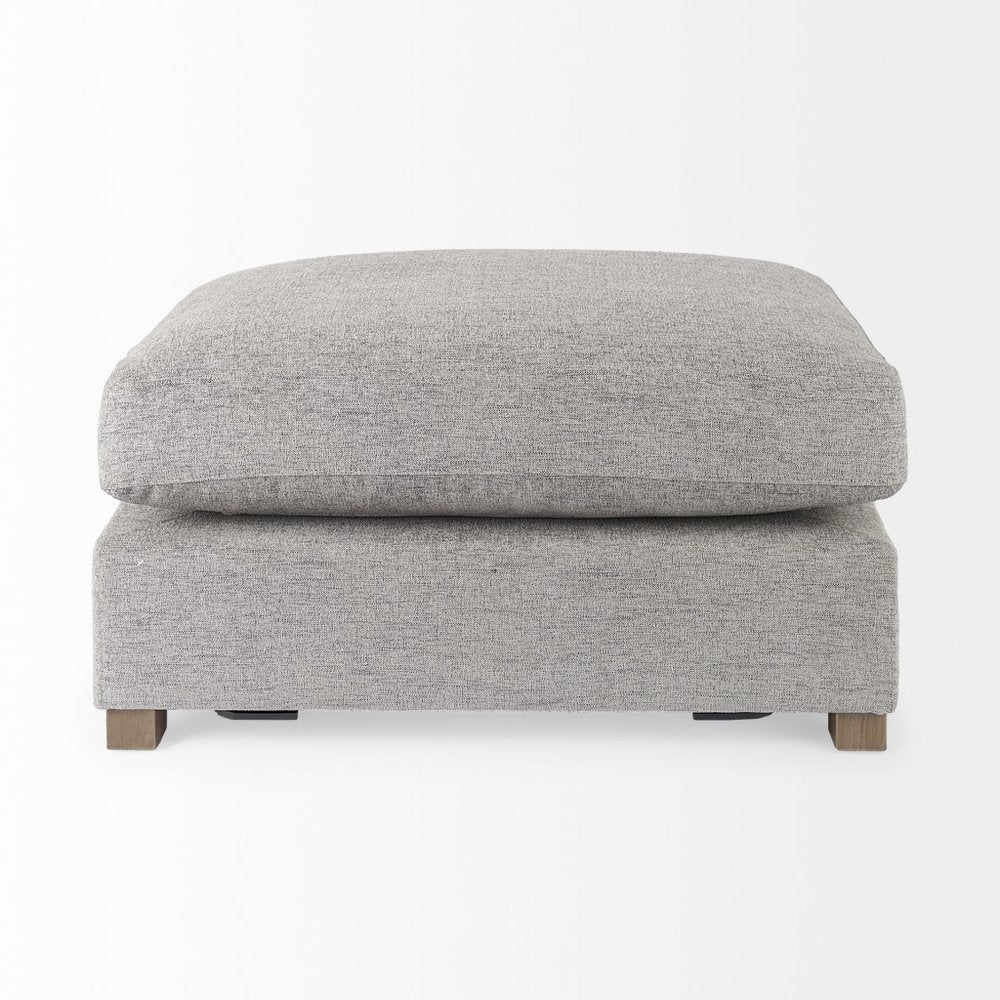 26" Gray Fabric and Brown Cocktail Ottoman