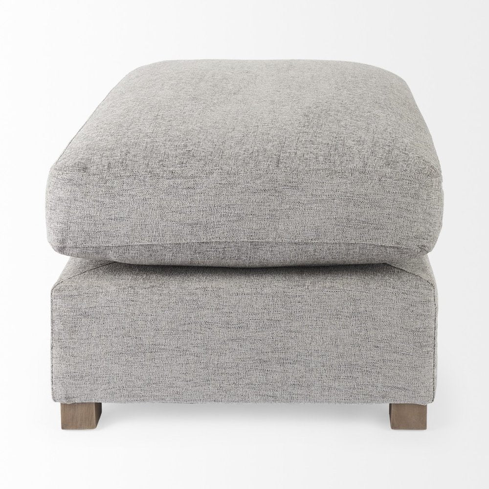 26" Gray Fabric and Brown Cocktail Ottoman