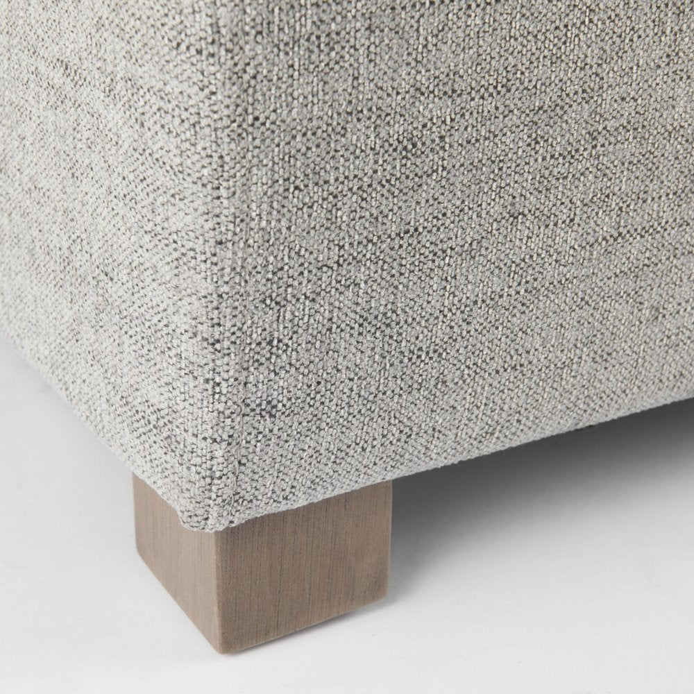 26" Gray Fabric and Brown Cocktail Ottoman