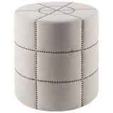 20" Cream Fabric Tufted Round Footstool