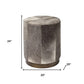 20" Gray Wool And Brown Footstool Ottoman