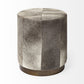 20" Gray Wool And Brown Footstool Ottoman