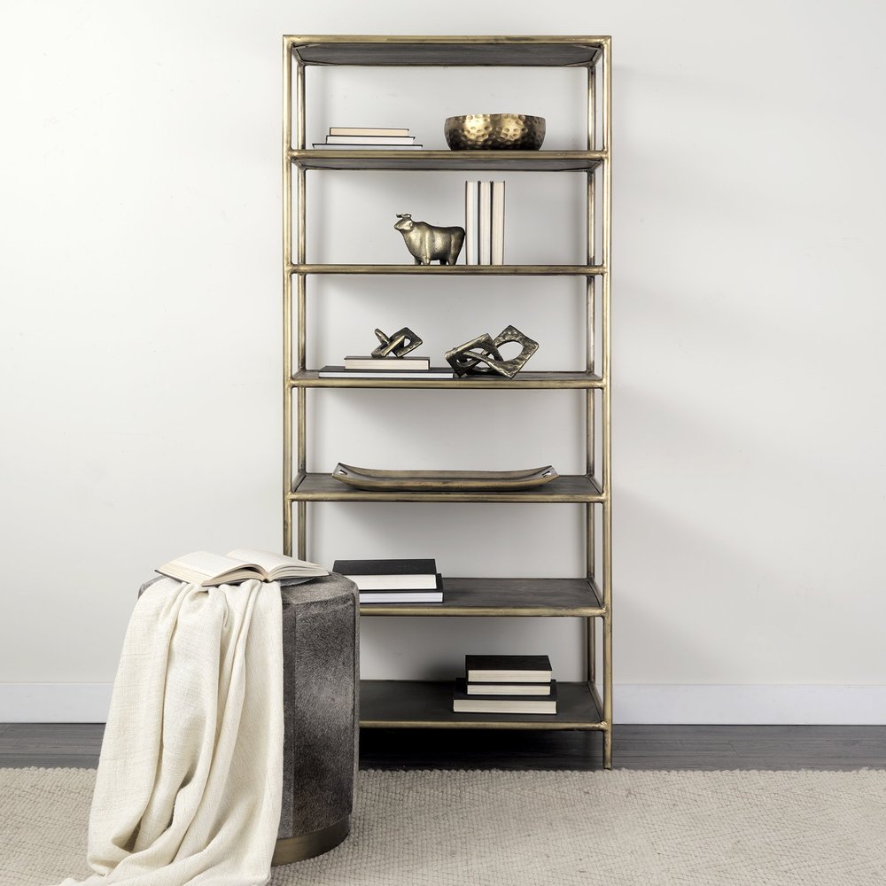 20" Gray Wool And Brown Footstool Ottoman