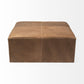 36" Brown Faux Leather Cube Ottoman
