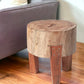 15" Dark Brown And Brown Distressed Reclaimed Wood Round End Table