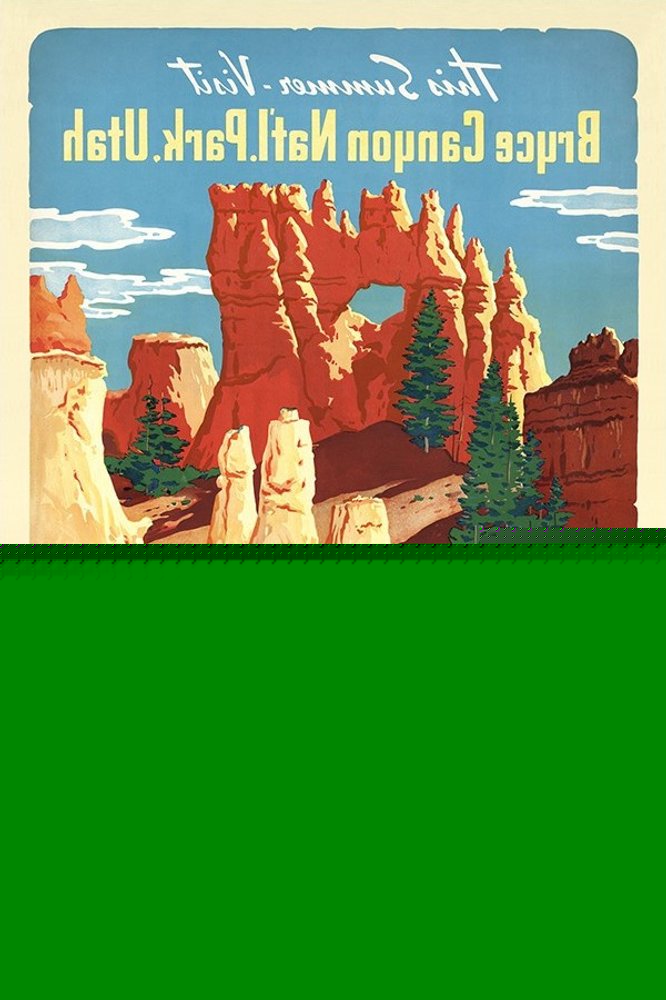 36" X 54" Vintage 1950S Bryce Canyon National Park Wall Art