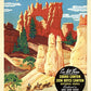36" X 54" Vintage 1950S Bryce Canyon National Park Wall Art