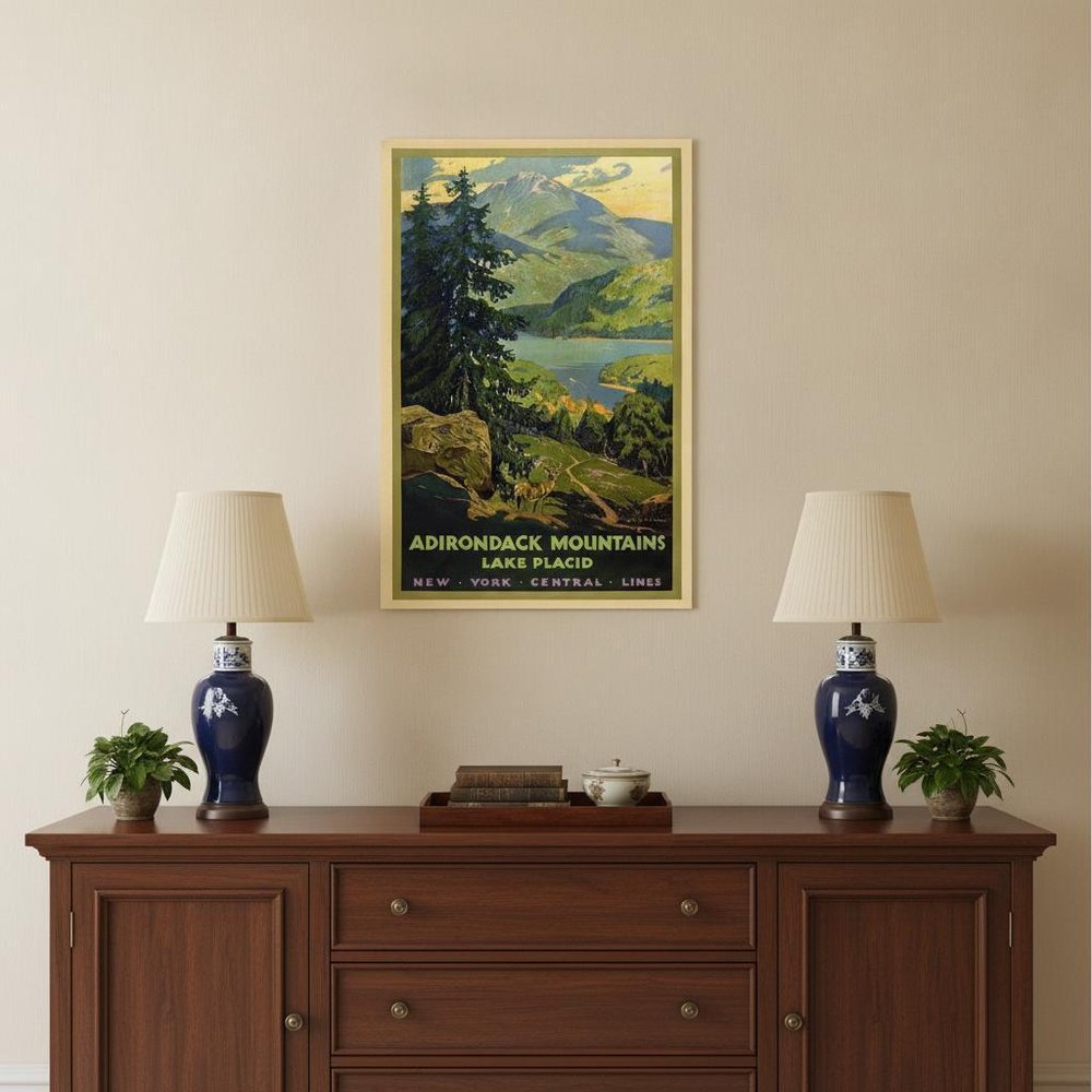 Vintage 1920S Adirondack Mountains Unframed Print Wall Art