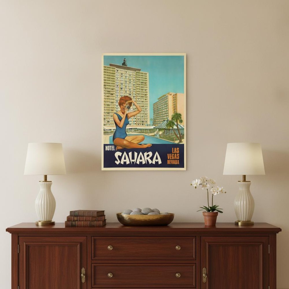 24" X 30" Hotel Sahara C1960S Las Vegas Vintage Travel Poster Wall Art