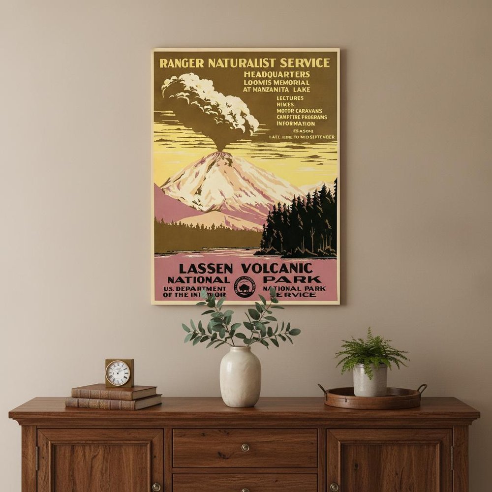 24" X 32" Lassen Volcanic National Park Vintage Travel Poster Wall Art