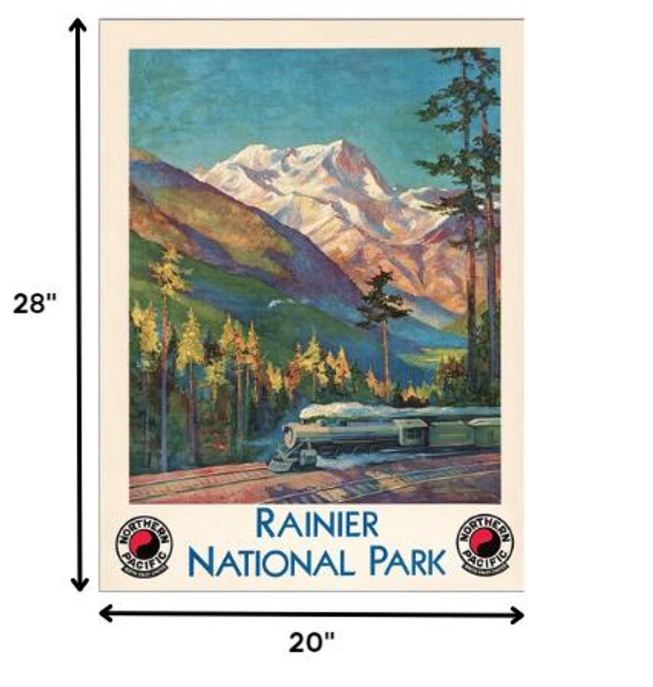 24" X 32" Rainier National Park C1920S Vintage Travel Poster Wall Art
