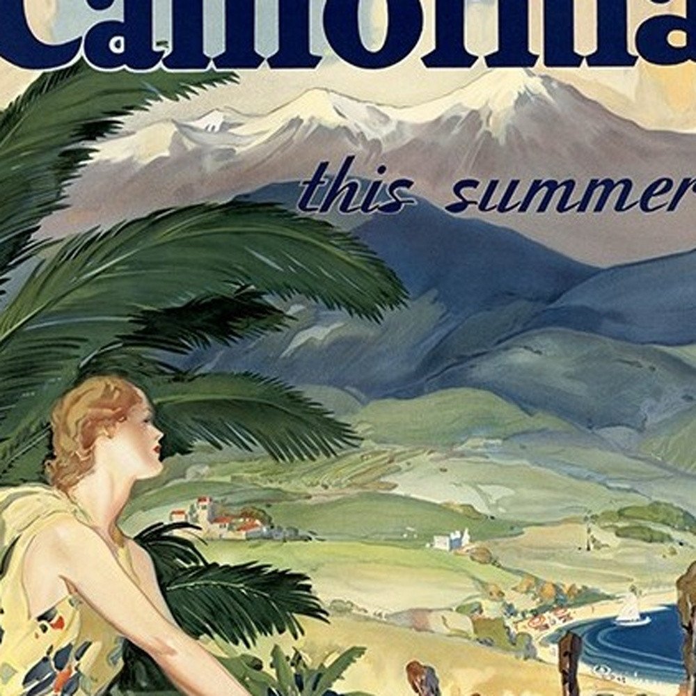 Vintage 1934 California Travel Unframed Print Wall Art
