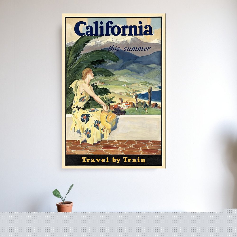 Vintage 1934 California Travel Unframed Print Wall Art