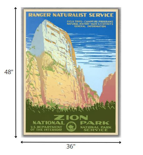 24" x 32" Zion National Park c1938 Vintage Travel Poster Wall Art
