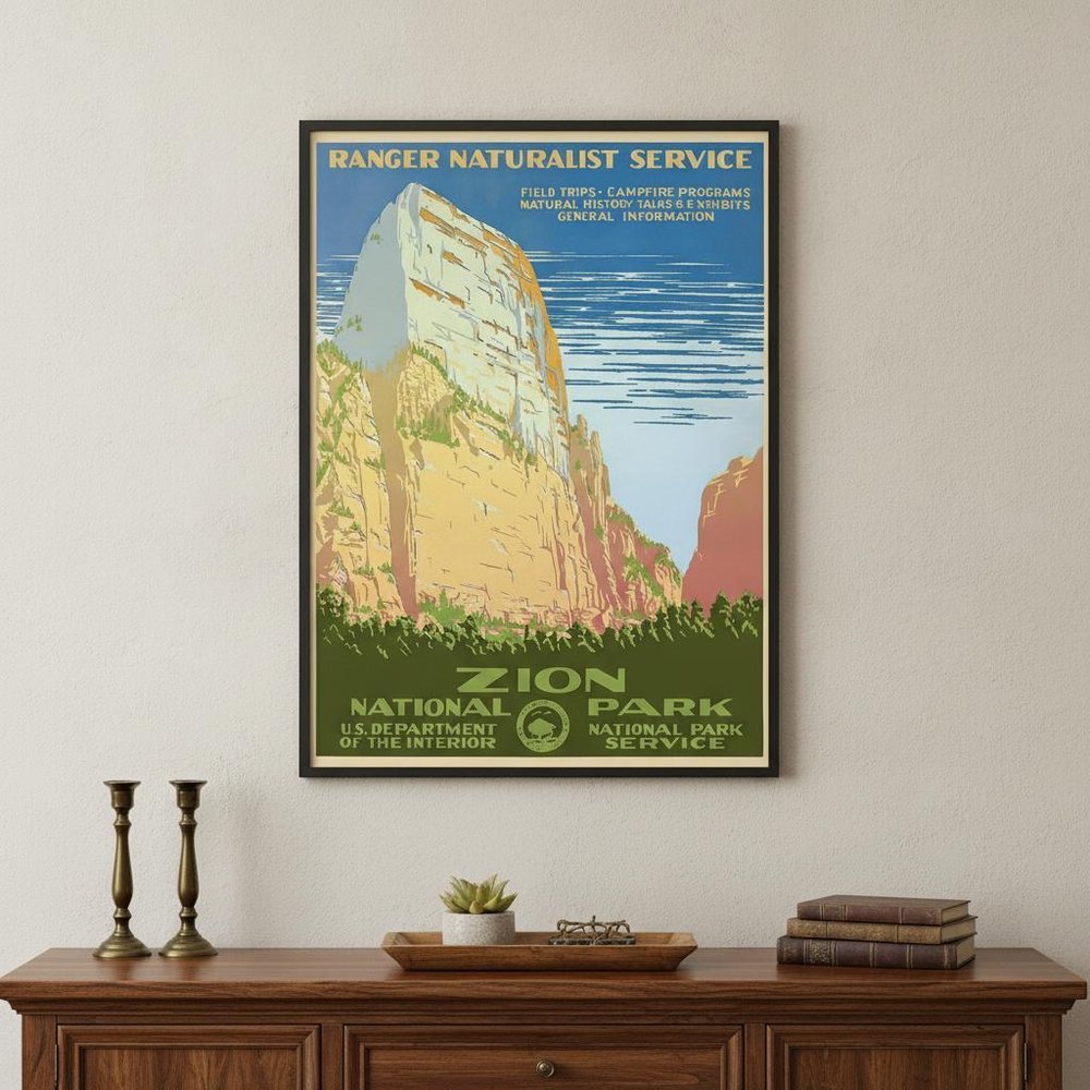 36" x 48" Zion National Park c1938 Vintage Travel Poster Wall Art