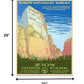 24" x 32" Zion National Park c1938 Vintage Travel Poster Wall Art